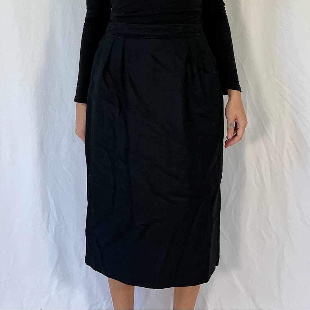 Sag Harbor Vintage Black Wool Pencil Skirt